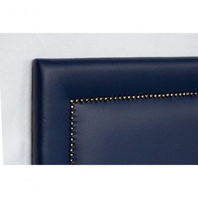 Cabeceira Casal Reta Luxo 140x60 Courino Azul - Tachas Fumê