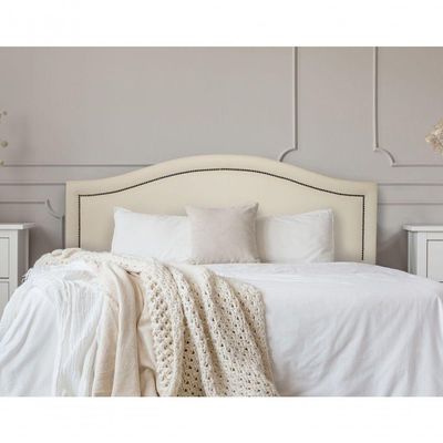 Cabeceira King Curva Luxo 193x60 Courino Off White - Tachas Fumê