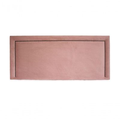 Cabeceira Casal Reta Luxo 140x60 Veludo Rosê - Tachas Fumê