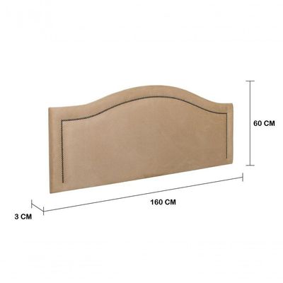 Cabeceira Queen Curva Luxo 160x60 Suede Bege - Tachas Fumê