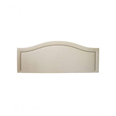 Cabeceira Queen Curva Luxo 160x60 Suede Off White - Tachas Prata
