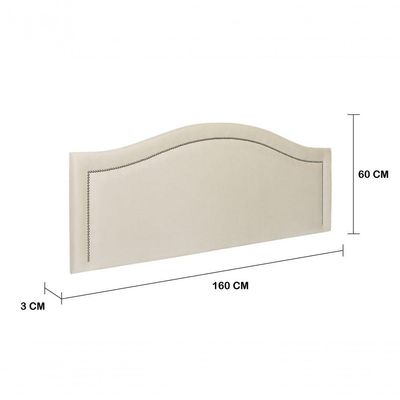 Cabeceira Queen Curva Luxo 160x60 Suede Off White - Tachas Prata