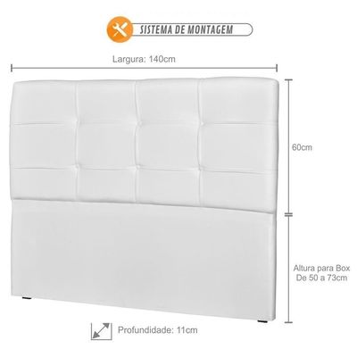Cabeceira Casal Cama Box 140 Cm London Corano Branco