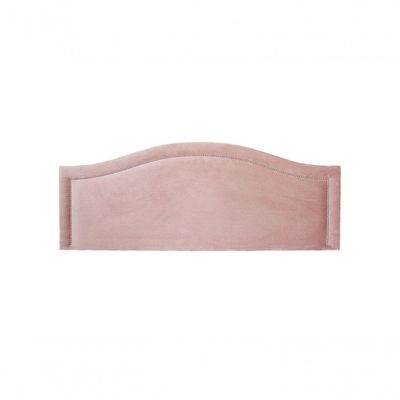 Cabeceira Queen Curva Luxo 160x60 Veludo Rosê - Tachas Prata