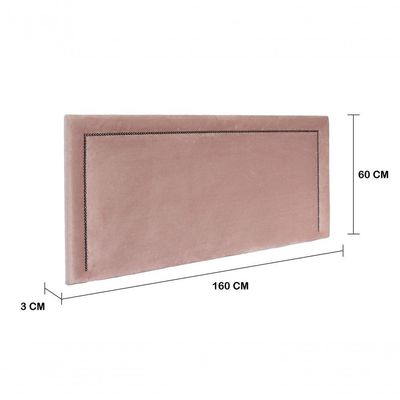 Cabeceira Queen Reta Luxo 160x60 Veludo Rosê - Tachas Fumê