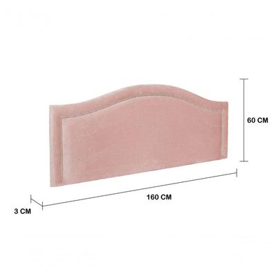 Cabeceira Queen Curva Luxo 160x60 Veludo Rosê - Tachas Prata