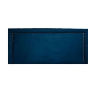 Cabeceira Casal Reta Luxo 140x60 Suede Azul - Tachas Prata