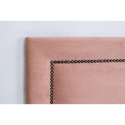 Cabeceira Queen Reta Luxo 160x60 Veludo Rosê - Tachas Fumê