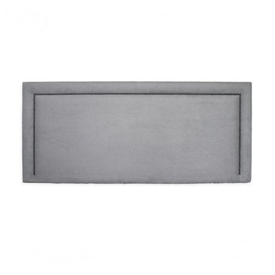 Cabeceira Queen Reta Luxo 160x60 Suede Cinza - Tachas Fumê