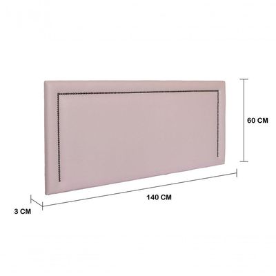 Cabeceira Casal Reta Luxo 140x60 Courino Rosa - Tachas Fumê