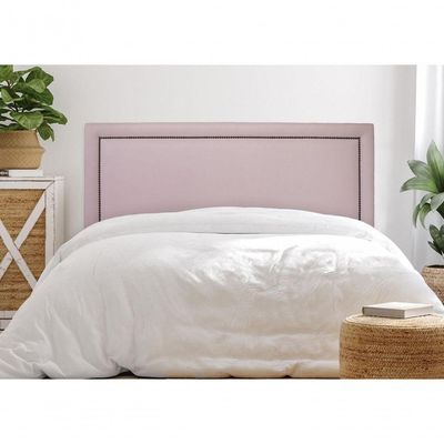 Cabeceira Casal Reta Luxo 140x60 Courino Rosa - Tachas Fumê