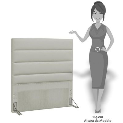 Cabeceira Cama Box Solteiro 90Cm Greta Corano Bege E 1 Mesa De Cabeceira Flex Dm1 Branco