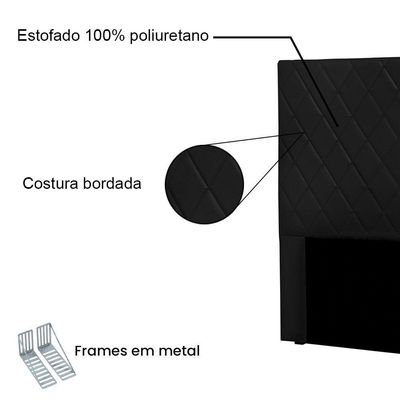 Cabeceira King 1,95m Córdoba Suede - Pallazio Cor Preto