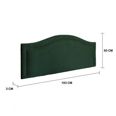 Cabeceira King Curva Luxo 193x60 Veludo Verde - Tachas Fumê