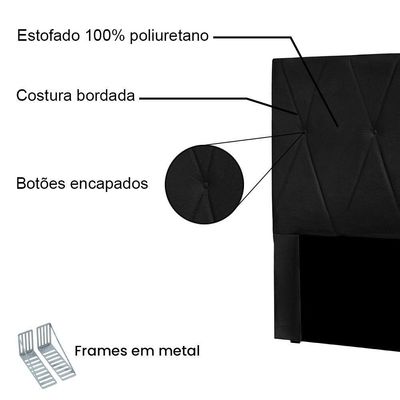 Cabeceira Solteiro 0,90m ávila Suede - Pallazio Cor Preto