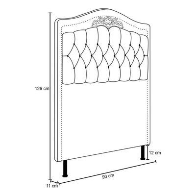 Cabeceira Cama Box Solteiro 90Cm Imperial Veludo J02 Rosê