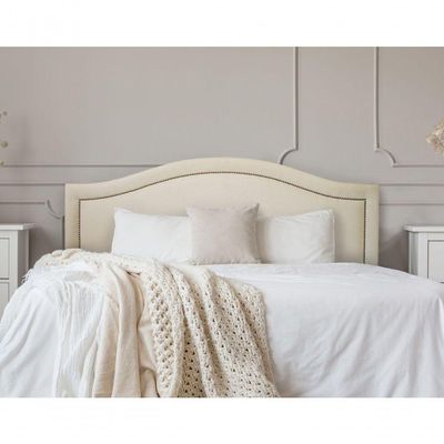 Cabeceira King Curva Luxo 193x60 Suede Off White - Tachas Prata