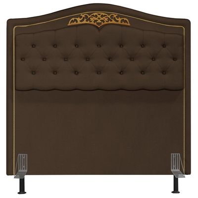 Cabeceira Cama Box Casal 140Cm Imperial Veludo J02 Chocolate