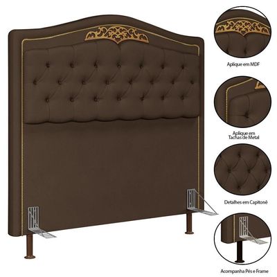 Cabeceira Cama Box Casal 140Cm Imperial Veludo J02 Chocolate