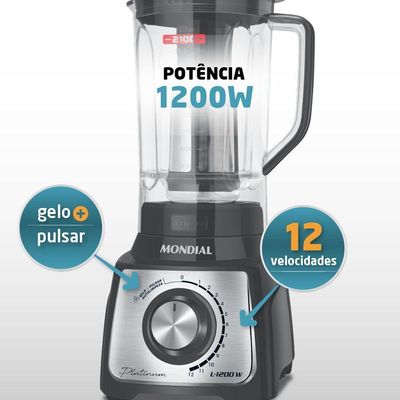 Liquidificador Mondial Turbo Platinum L-1200-pi Liquidificador L-1200-pi 127v/60hz .