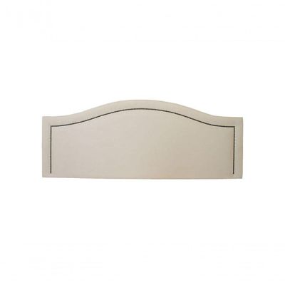 Cabeceira Casal Curva Luxo 140x60 Suede Off White - Tachas Fumê