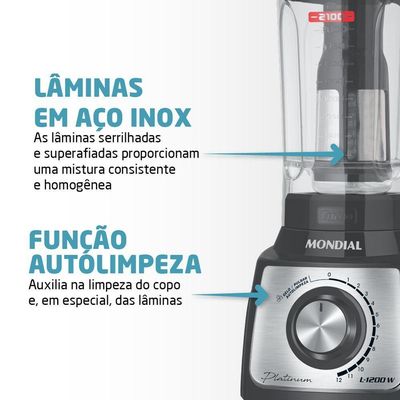 Liquidificador Mondial Turbo Platinum L-1200-pi Liquidificador L-1200-pi 127v/60hz .