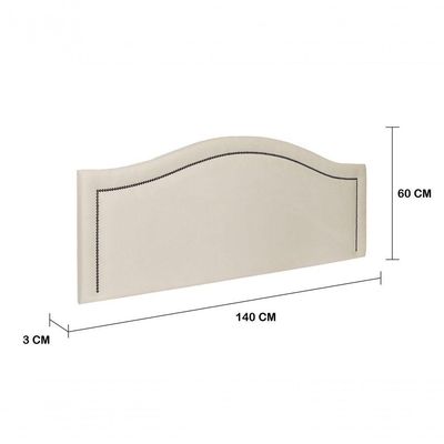 Cabeceira Casal Curva Luxo 140x60 Suede Off White - Tachas Fumê