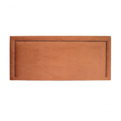 Cabeceira Queen Reta Luxo 160x60 Veludo Terracota - Tachas Fumê