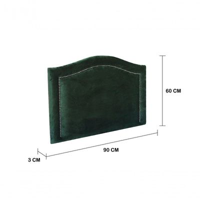 Cabeceira Solteiro Curva Luxo 90x60 Veludo Verde - Tachas Fumê