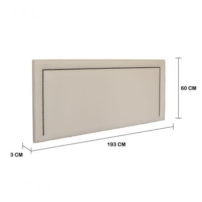 Cabeceira King Reta Luxo 193x60 Courino Off White - Tachas Fumê