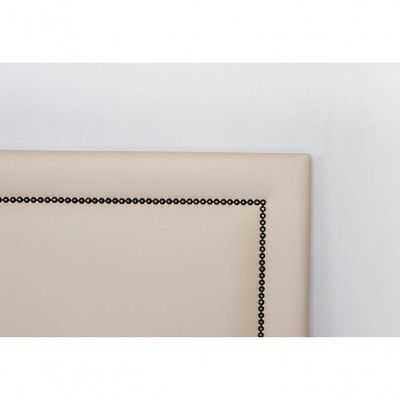 Cabeceira King Reta Luxo 193x60 Courino Off White - Tachas Fumê