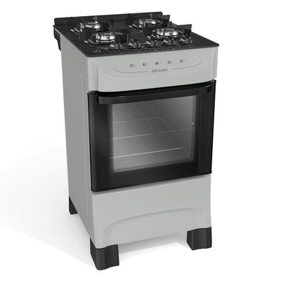Fogão Mueller Titânio 4 Bocas Com Mesa De Vidro E Acendimento Mfv4bb