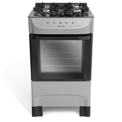 Fogão Mueller Titânio 4 Bocas Com Mesa De Vidro E Acendimento Mfv4bb