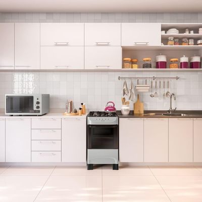Fogão Mueller Titânio 4 Bocas Com Mesa De Vidro E Acendimento Mfv4bb