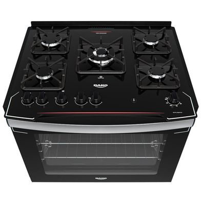 Fogão De Embutir 5 Bocas Preto Com Mesa De Vidro Dako Diplomata Bivolt