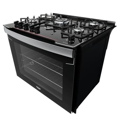 Fogão De Embutir 5 Bocas Preto Com Mesa De Vidro Dako Diplomata Bivolt
