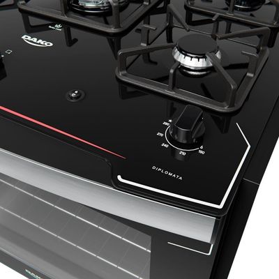 Fogão De Embutir 5 Bocas Preto Com Mesa De Vidro Dako Diplomata Bivolt