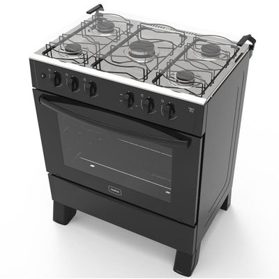 Fogão 5 Bocas A Gás Acendimento Automático Realce Bivolt Cr204 Preto Preto 127/220