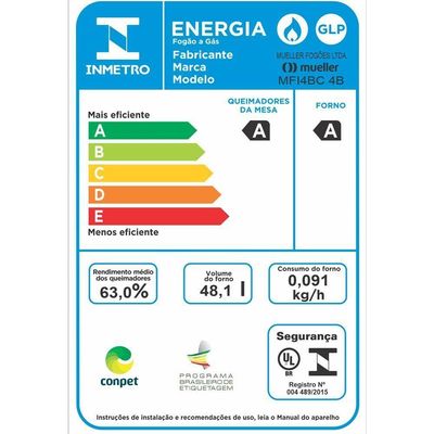Fogão Mueller Titânio 4 Bocas Com Mesa Esmaltada E Acendimento Mfi4bc