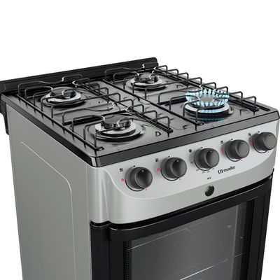 Fogão Mueller Titânio 4 Bocas Com Mesa Esmaltada E Acendimento Mfi4bc