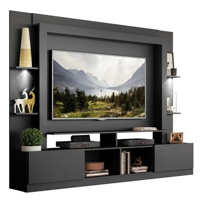 Estante Tv 65" Com Leds Berlim Multimóveis V3392 Preta Preto