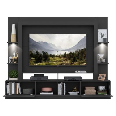 Estante Tv 65" Com Leds Berlim Multimóveis V3392 Preta Preto