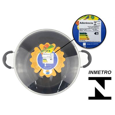 Kit 2 Caçarola Dona Chefa Antiaderente Tampa Vidro 32cm 28cm