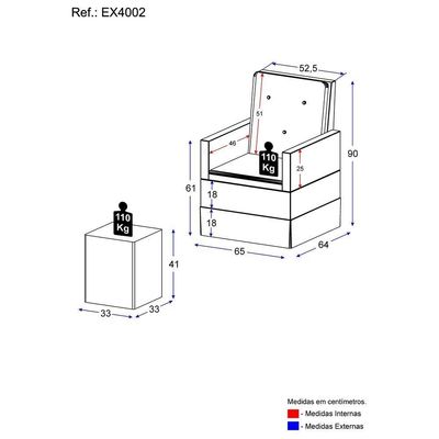 Poltrona+Balanço E Puff Ex4002 Cinza Cinza