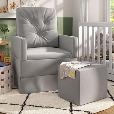 Poltrona+Balanço E Puff Ex4002 Cinza Cinza
