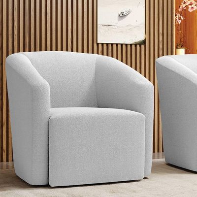 Poltrona Stella Max Bouclê Base Giratória - D'rossi Cor Off White