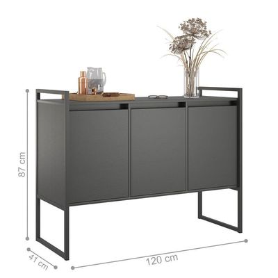Conjunto Buffet E Aparador Industrial Preto Onix