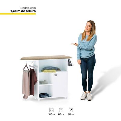 Tábua De Passar Roupa Multiuso Gabinete 01 Porta Branco