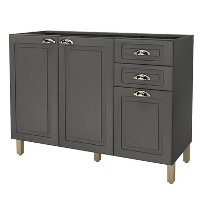 Balcão Pia 120Cm 3 Portas 2 Gavetas Indekes Firenze Cinza