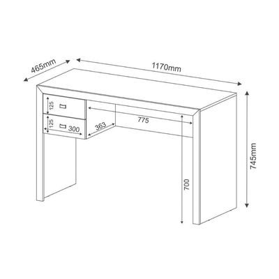 Mesa De Computador Solteiro Me-4123 C/ 2 Gavetas Amêndoa - Tecno Mobili